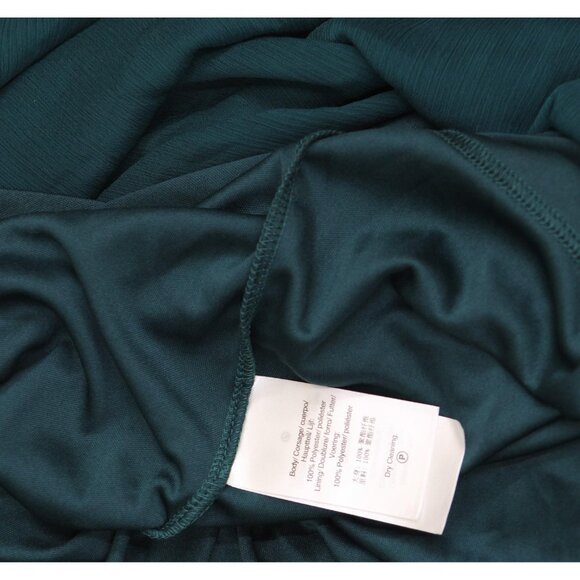 DKNY Chiffon Balloon-Sleeve Faux Wrap Side Slit Maxi Dress Forest Green 8 - Picture 6 of 12